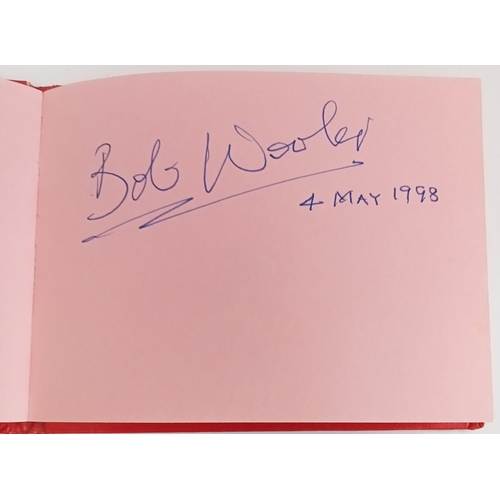 159 - Autograph book including Bob Wooler x 2, Roger McGuinn, Peter Noone, Debbie Reynolds and others.