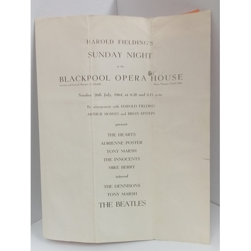 164 - The Beatles Sunday Night At The Blackpool Opera House 26th July 1964 Programme (has been folded).