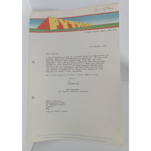 172 - Monty Python letter headed paper with typed letter to Denis O’Brien from Anne Henshaw dated 17th Mar... 