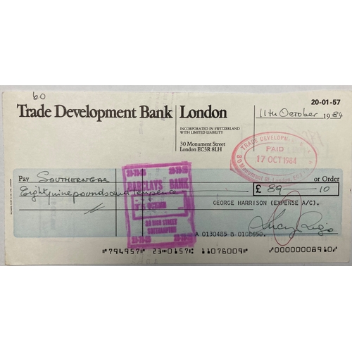 176 - George Harrison American Express blank unused cheque from G Harrison Expenses A/C.