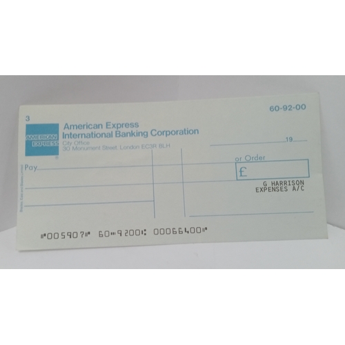 176 - George Harrison American Express blank unused cheque from G Harrison Expenses A/C.