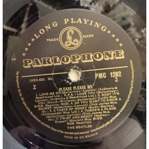 186 - The Beatles Please Please Me Black and Gold label Mono LP PMC 1202 with Dick James credits record ex... 