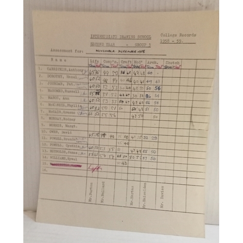 205 - Cynthia Powell (Lennon) 1958-59 school document Intermediate Drawing School.