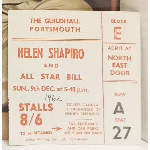 214 - Two Helen Shapiro programmes with ticket stubs for Portsmouth & Colston Hall signed autograph page.