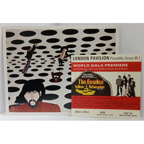 221 - Beatles Yellow Submarine 2012 lobby cards with repro Premier ticket.