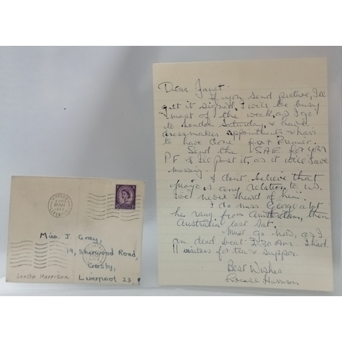 227 - Letter from Louise Harrison in which she writes “If you send a picture, I’ll get it signed, I will b... 