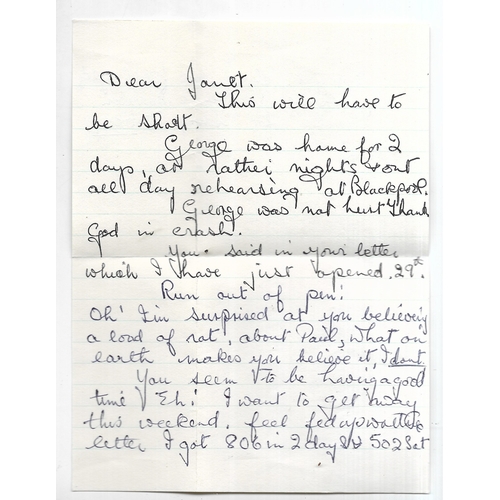 228 - Letter from Louise Harrison in which she writes “George was home for 2 days, or rather nights & out ... 