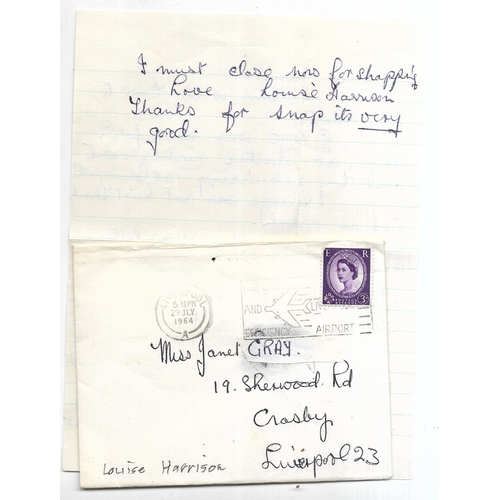 228 - Letter from Louise Harrison in which she writes “George was home for 2 days, or rather nights & out ... 