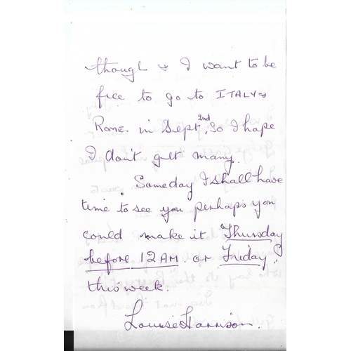 232 - Letter from Louise Harrison 174 Mackets Lane in which she writes “I love the L.P. and I have 100s of... 