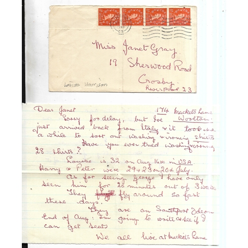 239 - Letter from Louise Harrison in which she writes “As for seeing George I have only seen him for 20 mi... 