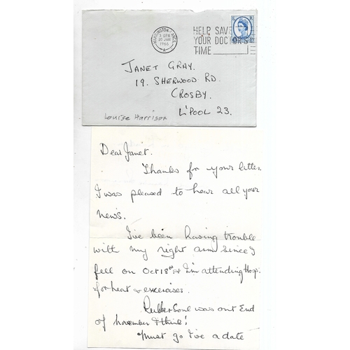 241 - Letter from Louise Harrison in which she writes “Rubber Soul was out at the end of November I think”... 