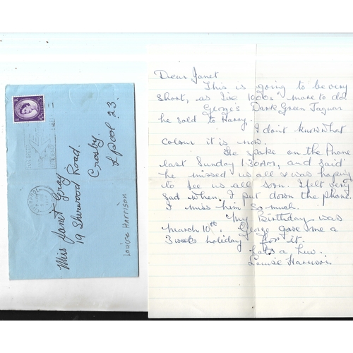 248 - Letter from Louise Harrison in which she writes “George’s Dark Green Jaguar he sold to Harry, I don’... 