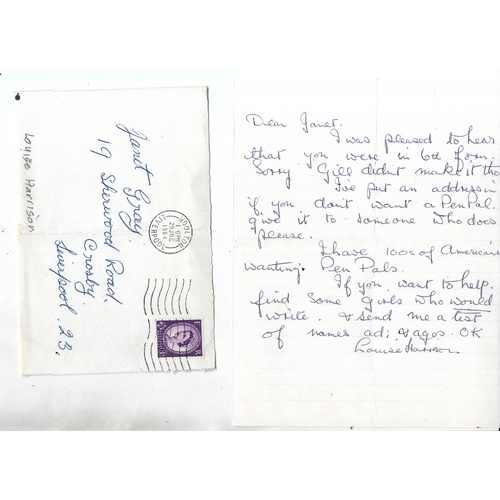 249 - Letter from Louise Harrison in which she writes “I’ve put an address in if you don’t want a PenPal g... 