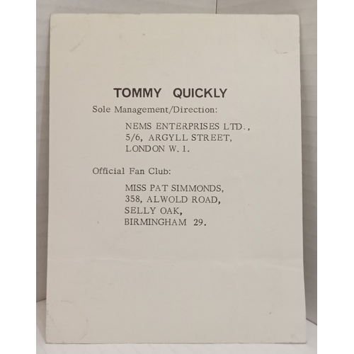 257 - Tommy Quickly NEMS promotional card.