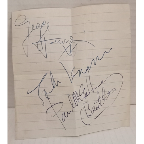 260 - The Beatles set of three signature lined paper signed by George Harrison, John Lennon and Paul McCar... 