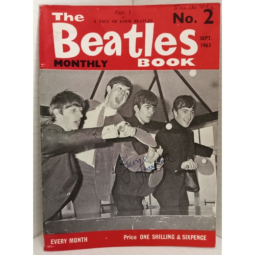 262 - Beatles Monthly No 2 September 1963 signed on cover by George Harrison and also signed on inside pag... 