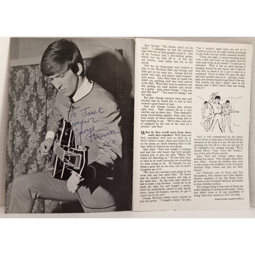 262 - Beatles Monthly No 2 September 1963 signed on cover by George Harrison and also signed on inside pag... 