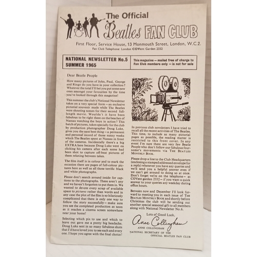 270 - A Collection of Beatles fan club leaflets and newsletters, includes Northern Area Fan Club form for ... 