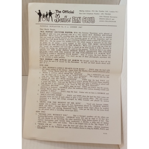 270 - A Collection of Beatles fan club leaflets and newsletters, includes Northern Area Fan Club form for ... 