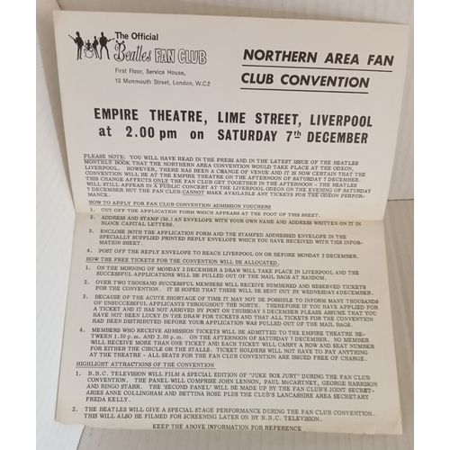 270 - A Collection of Beatles fan club leaflets and newsletters, includes Northern Area Fan Club form for ... 