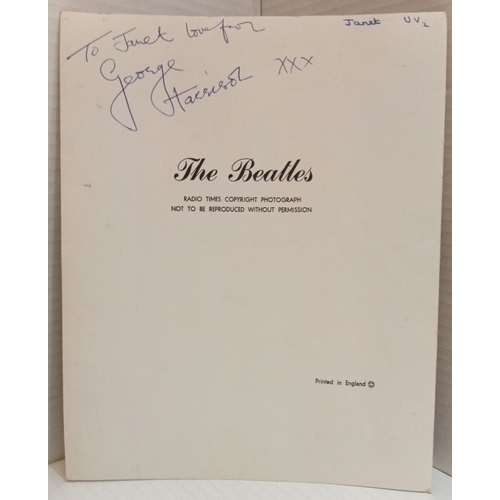 271 - George Harrison signed, The Beatles Radio Times photograph signed on reverse “To Janet love from Geo... 