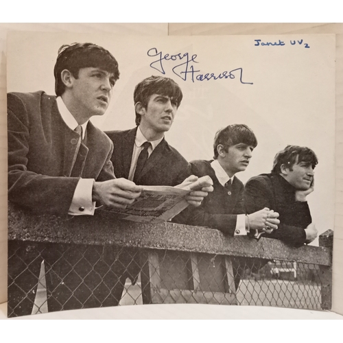 272 - George Harrison signed pop magazine inside photo page of The Beatles.