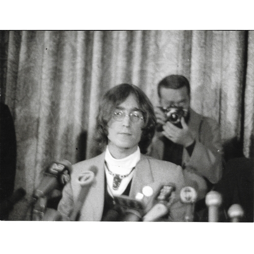 278 - John Lennon black and white original print from negative, photograph was taken at June 1968 press co... 