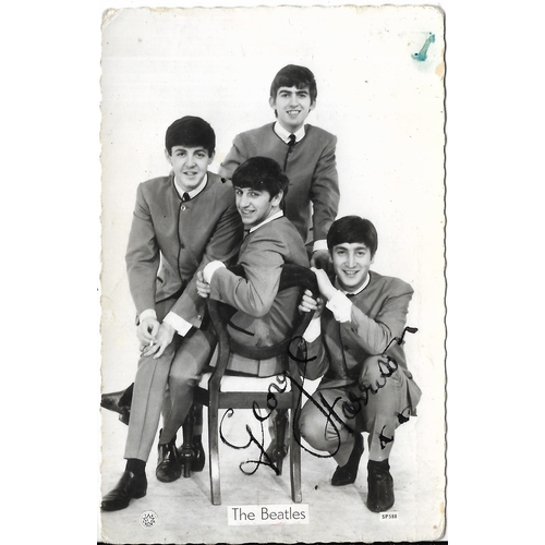 285 - The Beatles two postcards with signatures of George Harrison & Ringo Starr both in an unknown hand. ... 