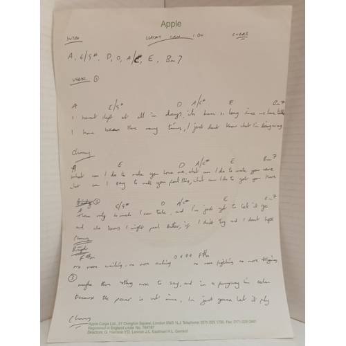 293 - Apple writing paper with handwritten lyric to The Corrs What Can I Do.