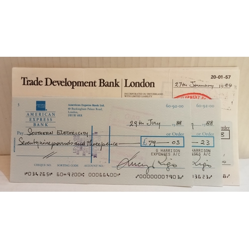 333 - A collection of George Harrison Expenses Account cheques and used cheque book stubs