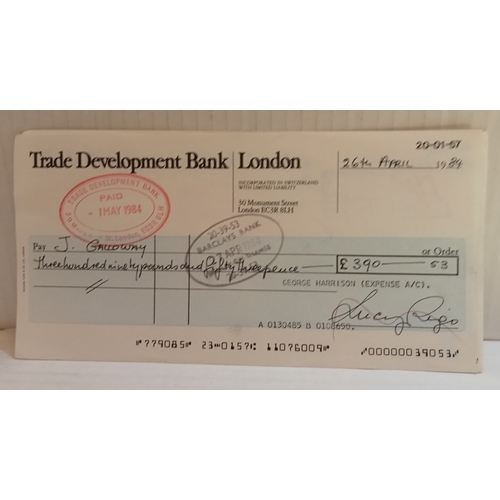 333 - A collection of George Harrison Expenses Account cheques and used cheque book stubs