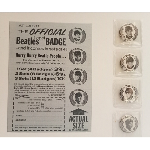 337 - The Beatles set of Norman Drees Associates Official Beatles Badges UK 1963.