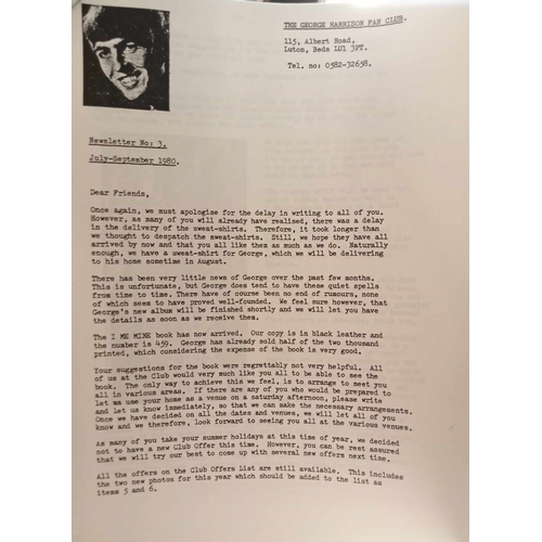 340 - A collection of  twenty one George Harrison Fan Club newsletters.