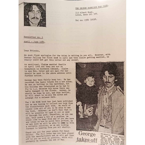 340 - A collection of  twenty one George Harrison Fan Club newsletters.