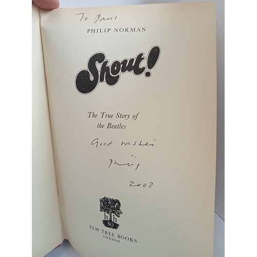 342 - Shout The True Story Of The Beatles and John Lennon The Life both by Philip Norman signed on inside ... 