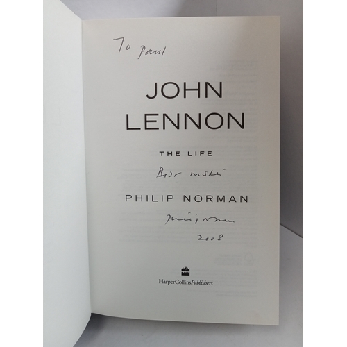 342 - Shout The True Story Of The Beatles and John Lennon The Life both by Philip Norman signed on inside ... 