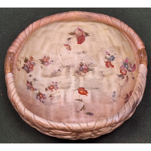 119 - Royal Worcester gilded two handled ceramic basket. App. 10cm H x 22cm W x 20cm D