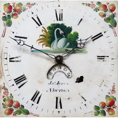 124 - Oak & Mahogany cased longcase clock with hand painted and enamelled dial, by John Jones, Newtown. Ap... 