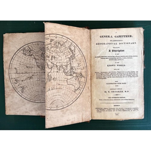 194 - R BROOKES, GENERAL GAZATTEER GEOGRAPHICAL DICTIONARY A DESCRIPTION OF THE KNOWN WORLD, 1817, FIVE MA... 