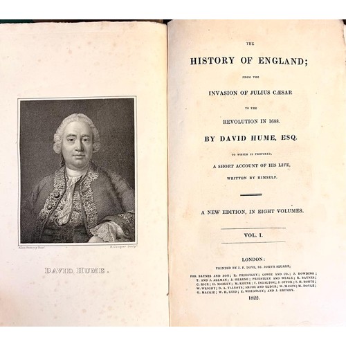 197 - HUME, 'HISTORY OF ENGLAND', EIGHT VOLUMES, 1822, CLOTH BOARDS