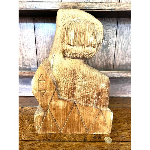 225 - RTV - CYRIL SAUNDERS SPACKMAN 1887-1963, FIGURE OF FEMALE FIGURE CARVED IN OAK, CYPHER MARK TO REVER... 