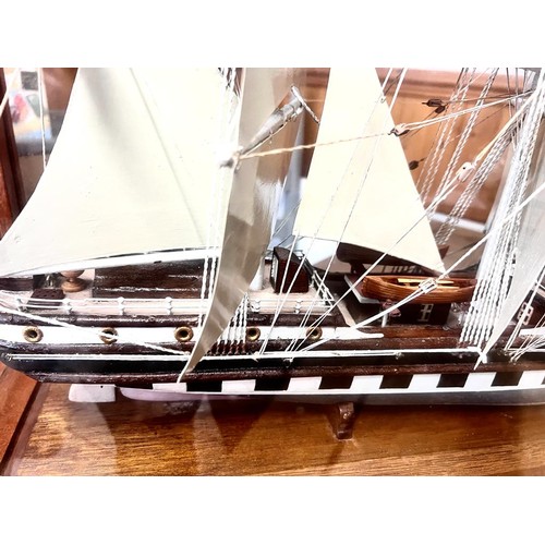 229 - RTV - CASED MODEL OF A FOUR MASTED CLIPPER TRAINING SHIP FROM INDEFATIGABLE SCHOOL. CASE APP. 75CM H... 