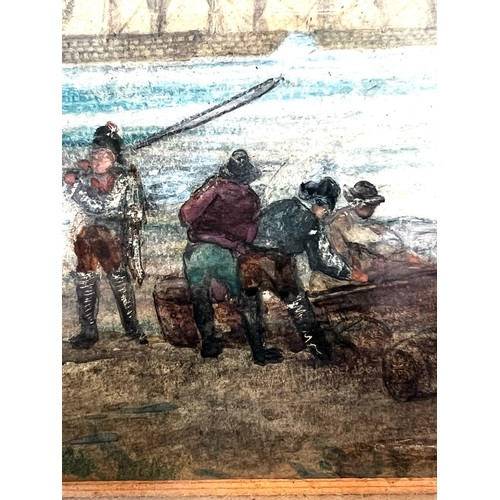 233 - R P BONNINGTON, WATERCOLOUR, 'COMING ASHORE NORTH WALES', FRAMED AND GLAZED, APPROX 23 x 35cm