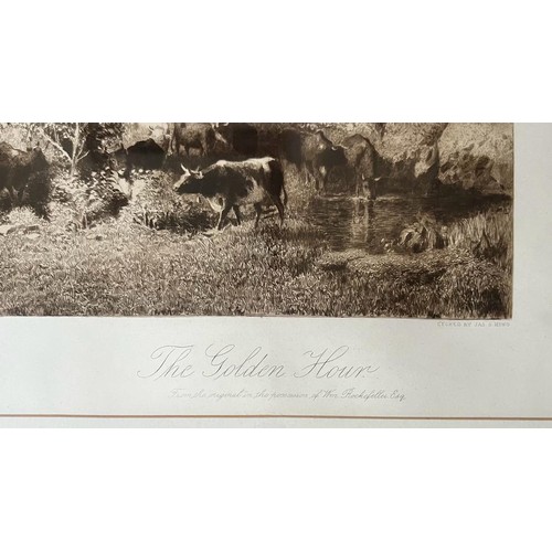 260 - JAMES KING, ETCHING, 'THE GOLDEN HOUR', ARTIST W HART, APPROX 51 x 79cm