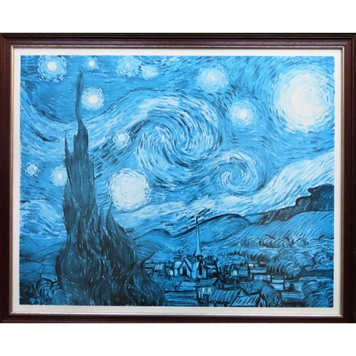 165 - Vincent Van Gogh - Framed polychrome print - Starry Night. Approx. 52.5cms H x 66.5cms W