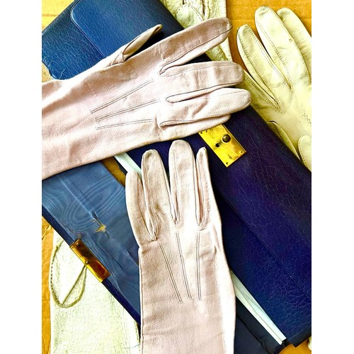 177 - FINE LEATHER GLOVE CASE PLUS THREE PAIRS OF GLOVES