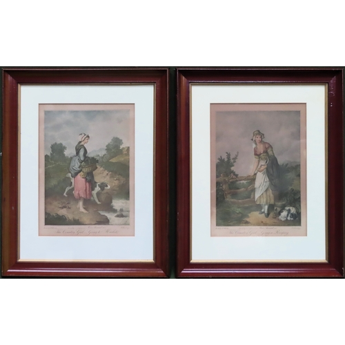 187 - Pair of F. Bartolozzi early 20th century colour engravings - The Country Girl - Going to Market & Go... 