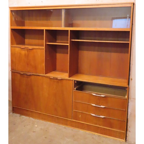 255 - G Plan style mid 20th century wall unit. Approx. 170cm H x 179cm W x 36cm D (V984)