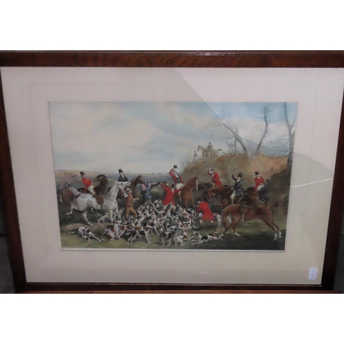 91 - Henry Thomas Alken (1785 - 1844) pair of polychrome engravings depicting busy hunting scenes, publis... 