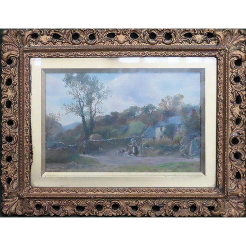 1 - RTV - Peter Buchanan, 19th century gilt framed oil on board depicting a figure with hens. Approx. 27... 